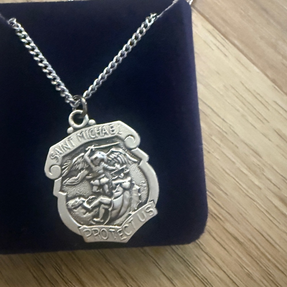 Saint Michael Silver Pendant Necklace